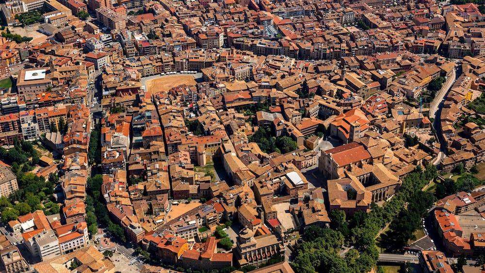 Aerial view, view of the historic centre, Vic, Catalonia, Spain