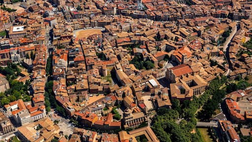 Aerial view, view of the historic centre, Vic, Catalonia, Spain