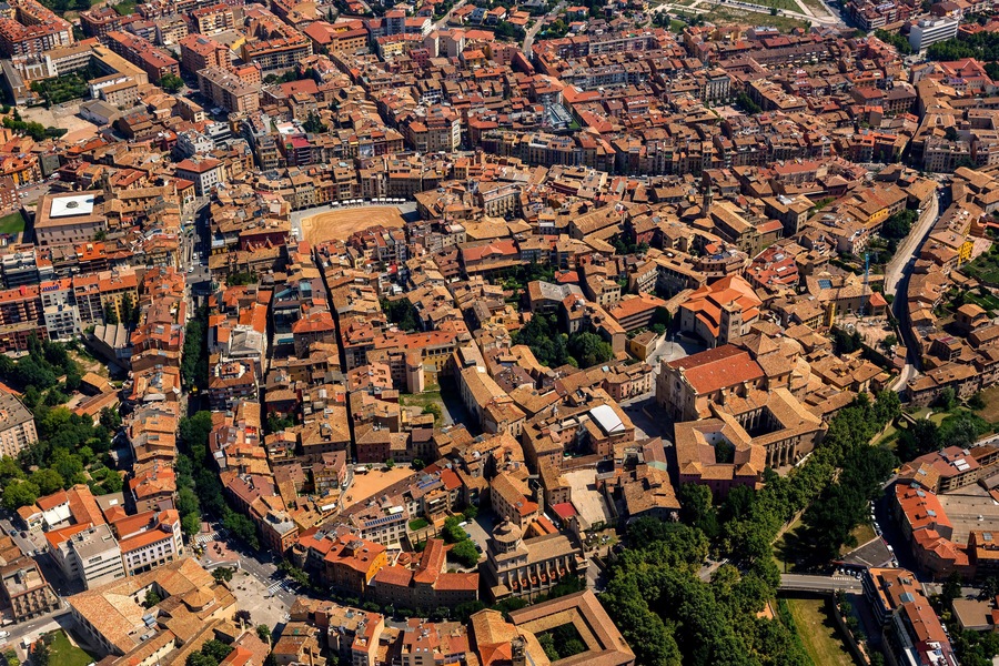 Aerial view, view of the historic centre, Vic, Catalonia, Spain