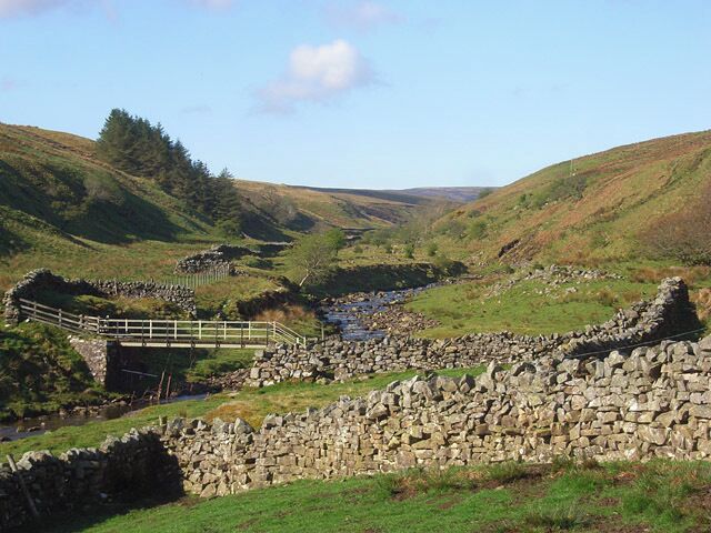 Gilderdale With the Pennine Way footbridge crossing the burn.