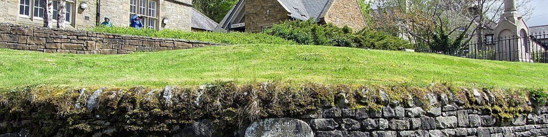 Photograph of the milestone in the centre of Alston, Cumbria, England