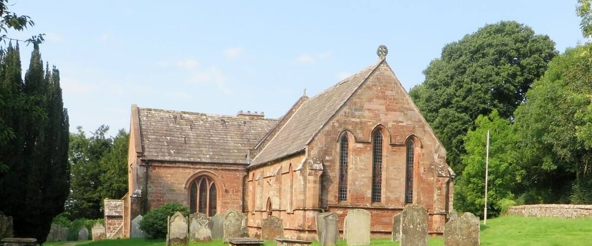 A church with a graveyard.