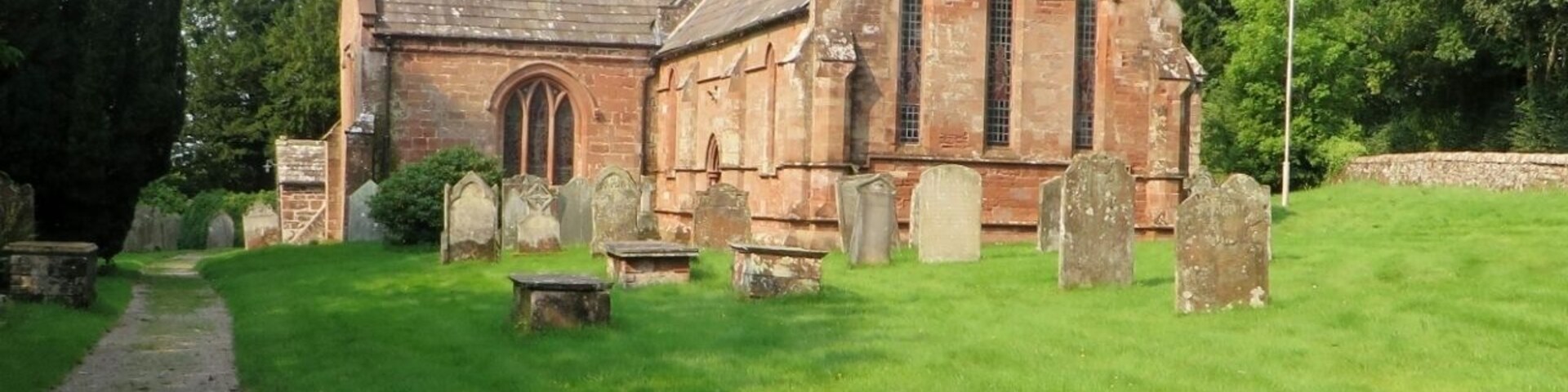 A church with a graveyard.