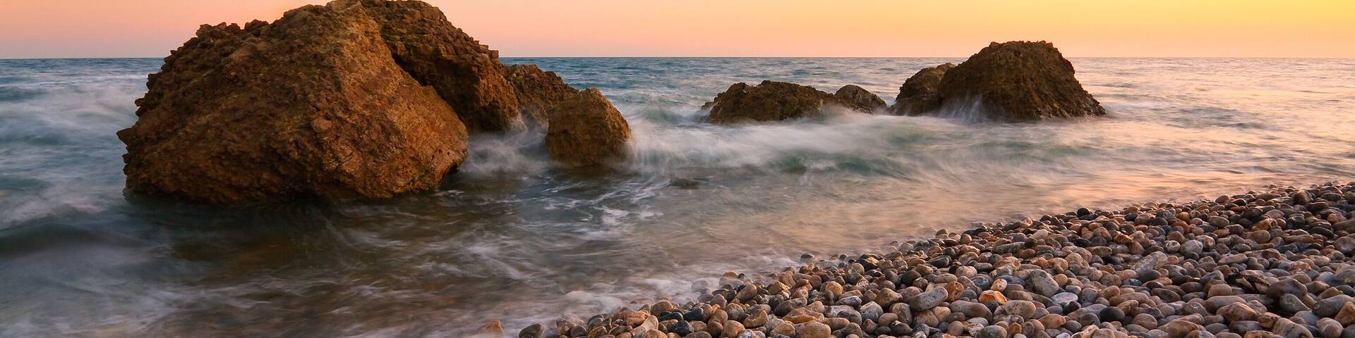 Evening beach near Lyme Regis, Dorset, UK.