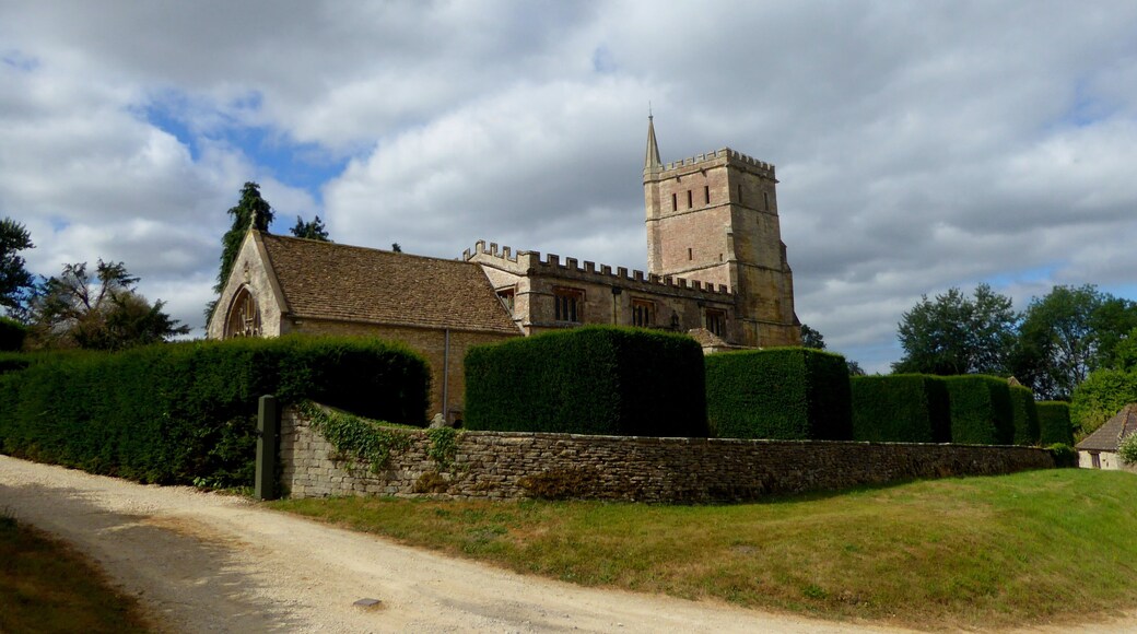 St Mary the Virgin Church as seen from the Cotswolds Way, to the northeast of the church.