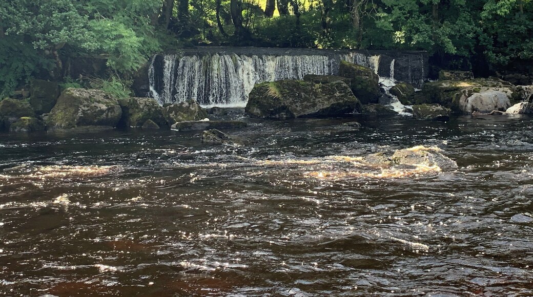 Waterfall running into the river