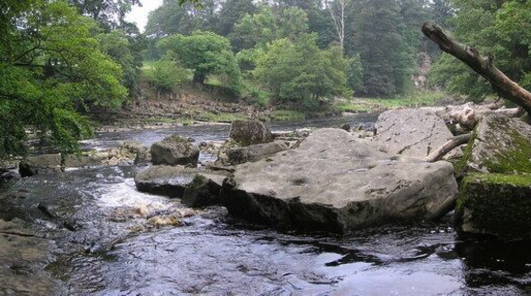 'Meeting of the Waters' The River Greta (foreground) joins the River Tees here.