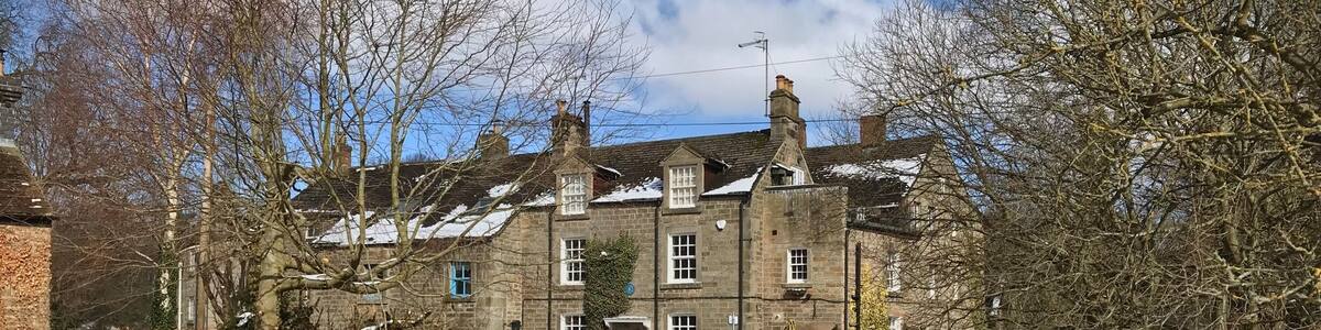 Bridge and brook at Baslow, Derbyshire.