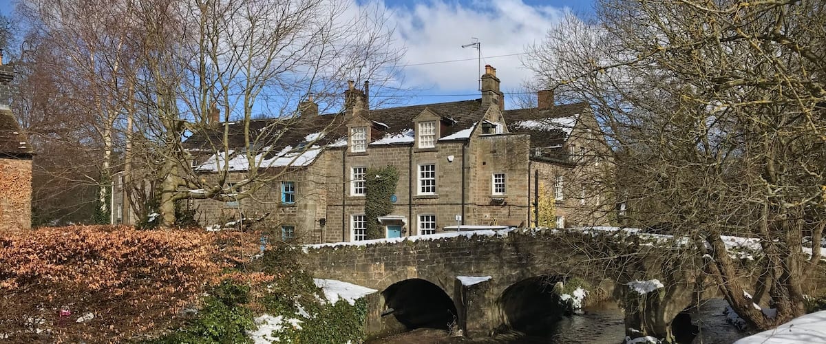 Bridge and brook at Baslow, Derbyshire.