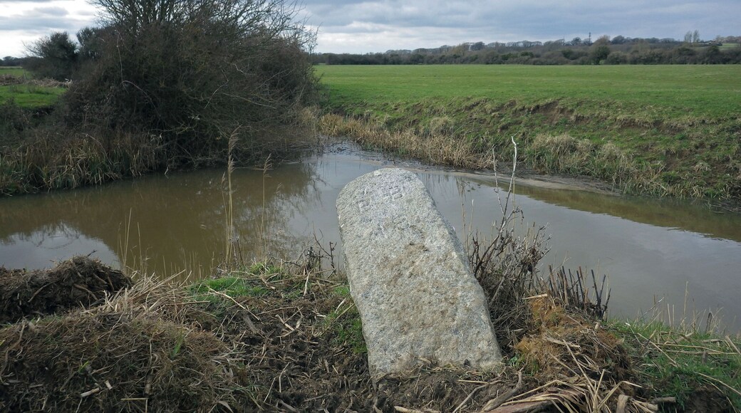 Inscribed with 'BB 18' (Bexhill Borough). At the time of the incorporation of Bexhill Borough in 1902, the boundary was marked out by 63 large stones placed along the perimeter from Normans Bay on the west, through Lunsford Cross on the north of the town and Glyne Gap on the east, also the Hastings county borough boundary.
