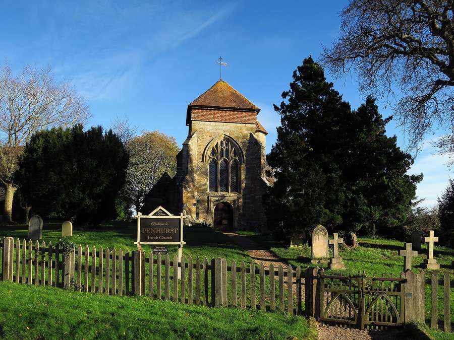 St Michael's Church, Penhurst, near Battle, East Sussex, England. Wikidata has entry Q17534983 with data related to this item.