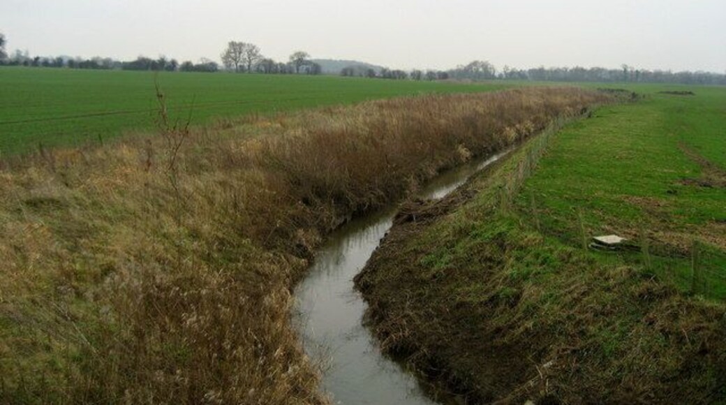 Old Stell Drainage channel crossed on the B6285 between Exelby and Bedale, near Bridge Green Farm