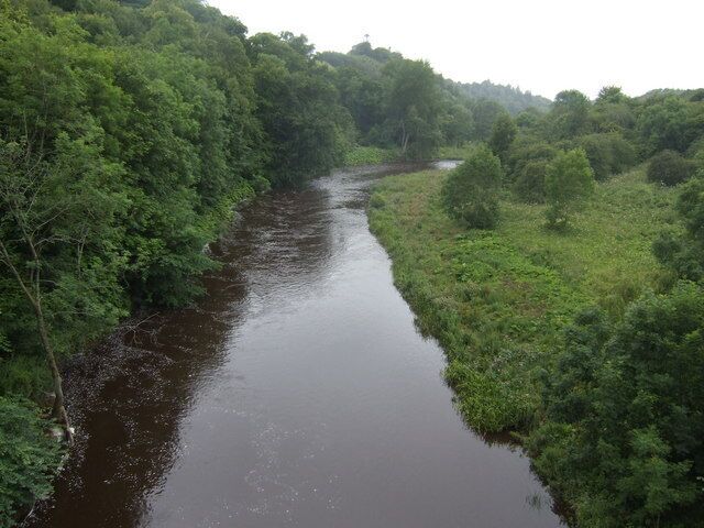 Whiteadder Water - upstream View west from Hutton Bridge.
