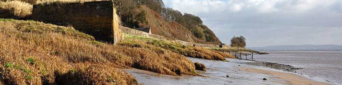 Severn Foreshore The brick structure I presume used to be a dock, the wall protects the railway from Gloucester to Chepstow.