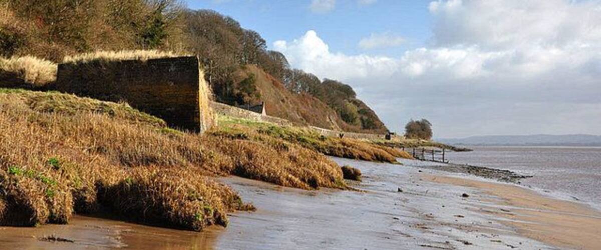 Severn Foreshore The brick structure I presume used to be a dock, the wall protects the railway from Gloucester to Chepstow.