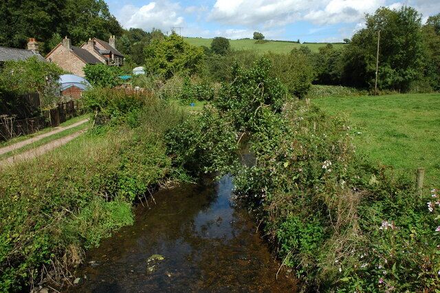 Soudley Brook View of Soudley Brook and cottages on the edge of the Forest of Dean.