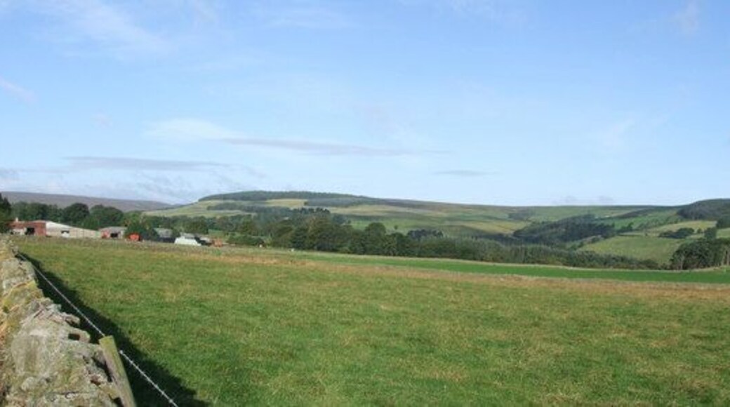 Allenshields Farm View looking across pasture at Allenfields Farm with Newbiggin Fell in the background.