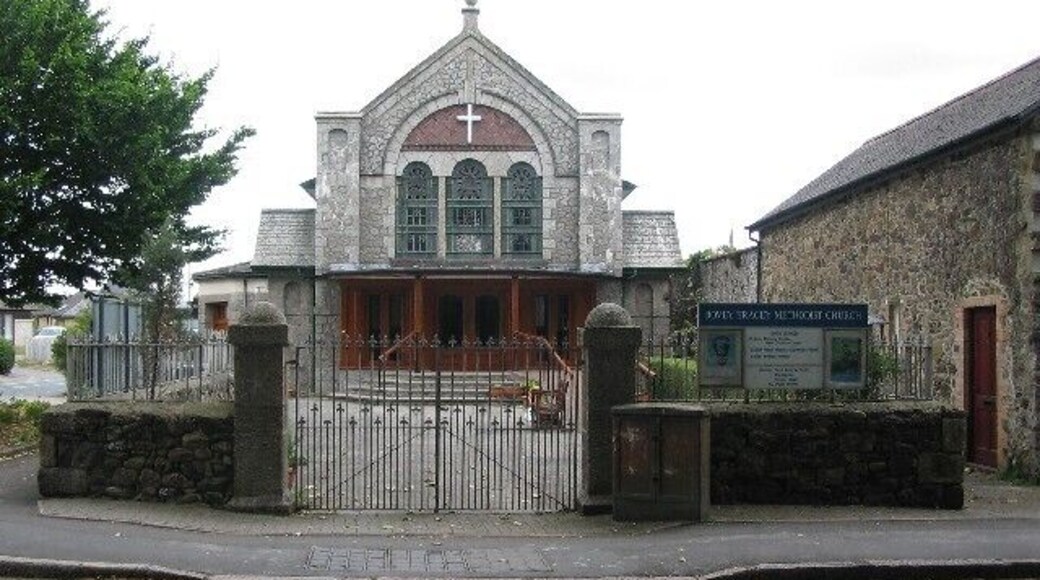 Bovey Tracey Methodist Church. A view looking to the southeast across Station Road towards the Methodist Church at Bovey Tracey.