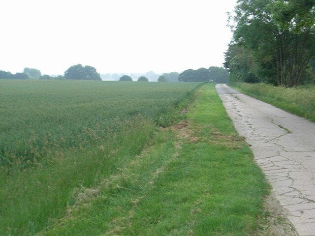 Driveway to Hill Farm The driveway is also a bridleway. Hill Farm is just below the brow of the hill to the left.