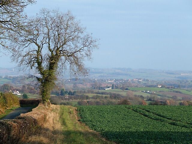 Shropshire Farmland near Middleton Scriven Looking towards the River Severn, the village of Chelmarsh can be seen in the valley mist.