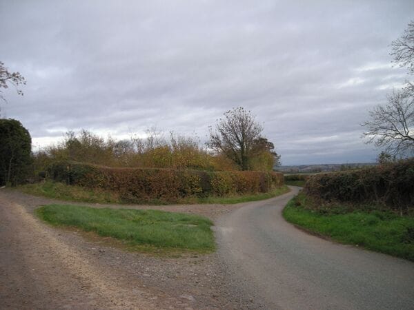 The lane past Holy Trinity Church, Wheathill