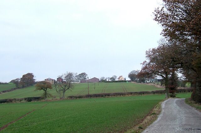 Farm Road to Middleton Baggott, Shropshire The unsurfaced farm road serves only New Hall Farm, Fairfield, New Farm, and one other small residence.
