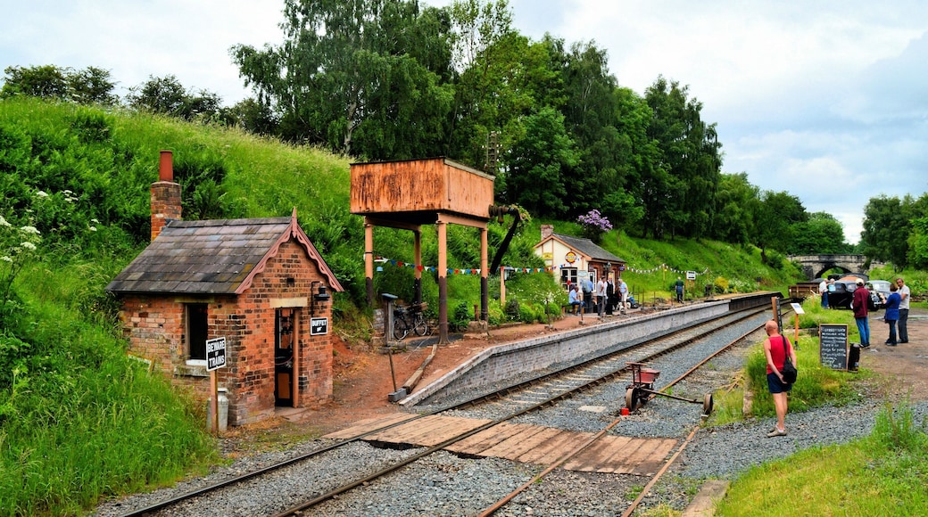 Eardington station on the Severn Valley Railway. Open in celebration of its 150th birthday. A dedicated group of volunteers are quietly restoring the station, which one day may regularly reopen for special events. 'Refreshments' included a spectacular coffee and walnut cake and a very acceptable cup of coffee. There was also a small display of vintage vehicles to add to the interest.