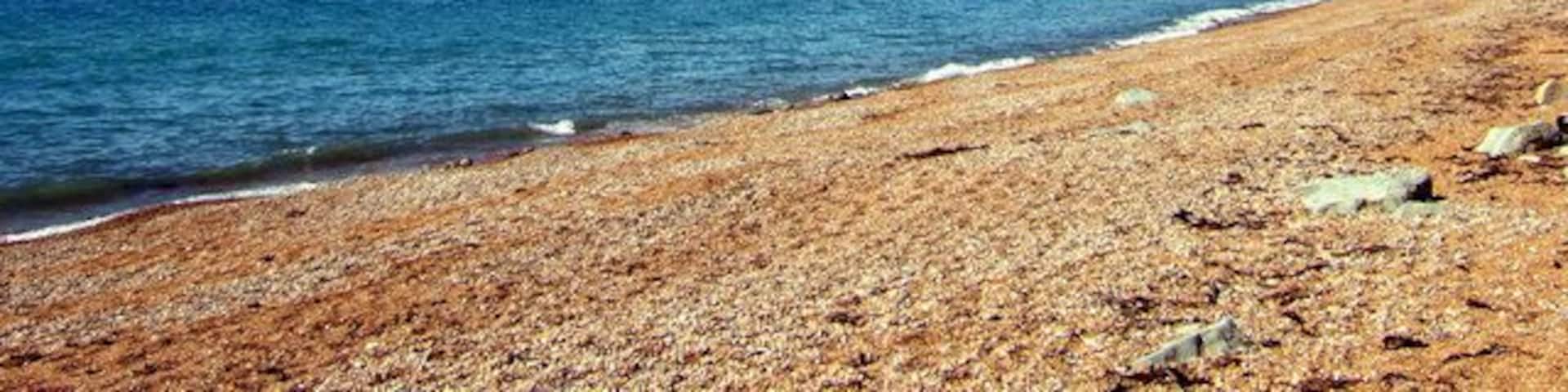 Thorncombe Beacon and Lyme Bay from West Beach The Jurassic Coast at its best