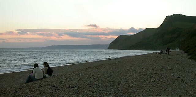 Beach at Eype's Mouth. Taken on the evening of the AAA's first attempt at "the big burn".