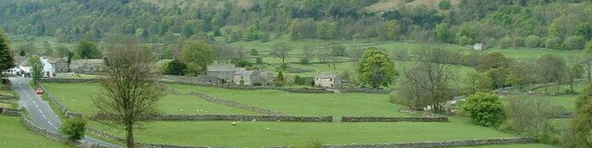 Buckden & River Wharfe. the road is the B6160 Buckden Wood lane