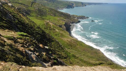High Cliff, near Crackington Haven in Cornwall. High Cliff (at 223m) is the highest point on the Cornish coast.