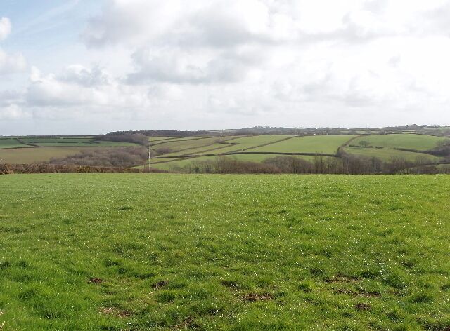 Fields by Trefrida View from bend in road.