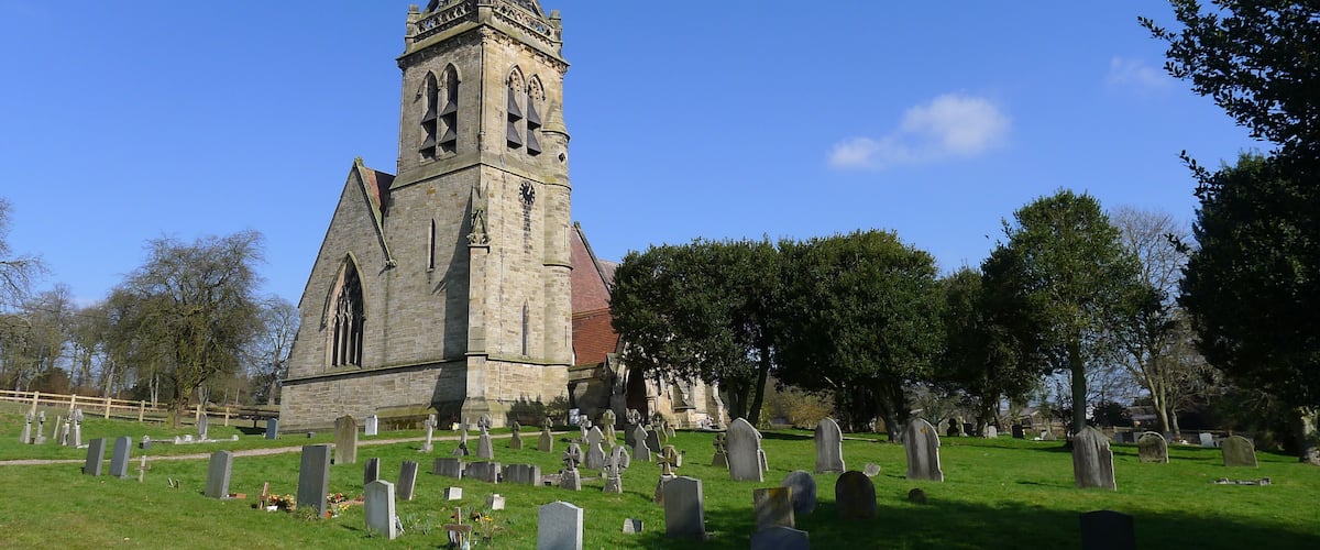 St Mary's parish church, Dunstall, Staffordshire, seen from the southwest