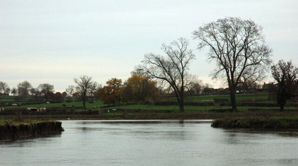 Mouth of the Dove (2) Looking down the /river Dove to the point where it joins the River Trent at Newton Solney.