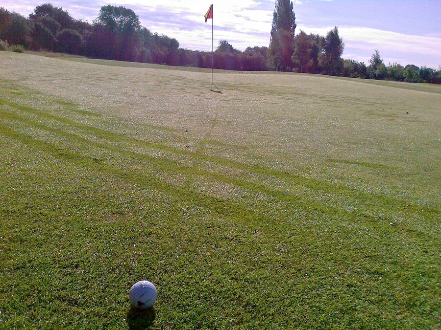 Just One inch to the left ,and I would have had my first `big drinks bill`..5th green, 9 hole PETER ALLIS course BRANSTON GOLF & COUNTRY CLUB.