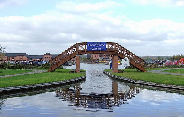 Entrance to Barton Marina, Staffordshire. Note the extra development since this 2006 image. 358258 The name has changed from "Barton Turns Marina" to "Barton Marina and Waterfront". It now has its own restaurant and pub, "The Waterfront", shopping galleries, including a butcher and a baker who bakes on the premises!
