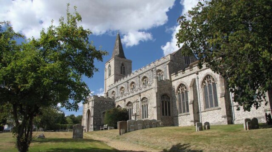 St Nicholas Church, Rattlesden The nave of this church was built in the 13th century, probably replacing a Saxon or Norman building. The tower was added in the 14th century. Then, in the 15th century Perpendicular aisles and a clerestory were added. http://www.suffolkchurches.co.uk/rattlesden.htm