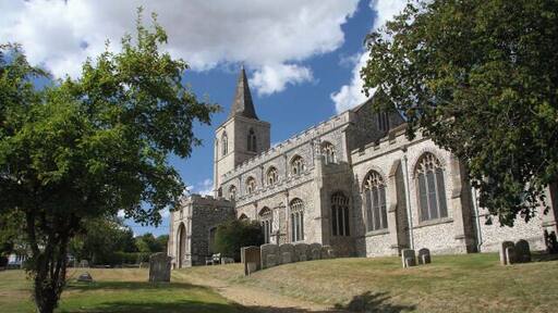 St Nicholas Church, Rattlesden The nave of this church was built in the 13th century, probably replacing a Saxon or Norman building. The tower was added in the 14th century. Then, in the 15th century Perpendicular aisles and a clerestory were added. http://www.suffolkchurches.co.uk/rattlesden.htm