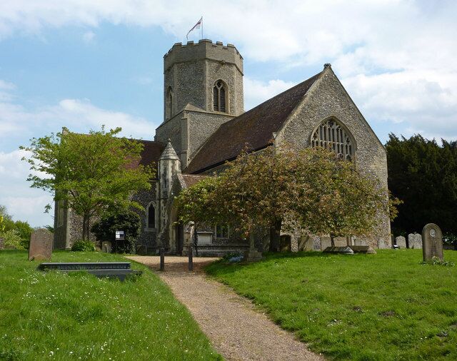 St Mary's parish church, Pakenham, Suffolk, seen from west-northwest