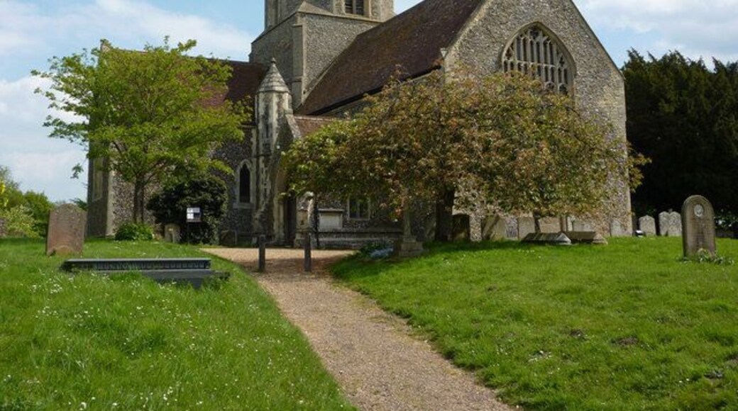 St Mary's parish church, Pakenham, Suffolk, seen from west-northwest
