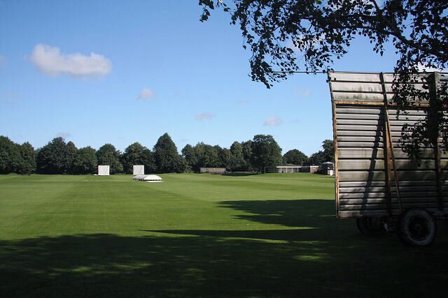 Behind the sightscreen The playing area of Mildenhall Cricket Club, immediately north of the River Lark.