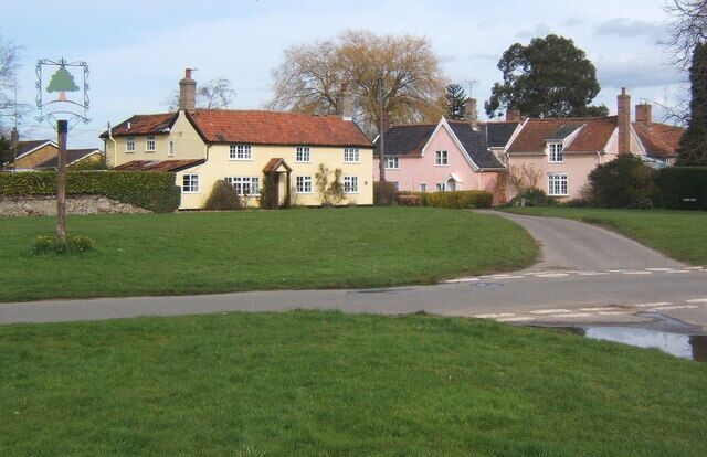 Village green and sign, Tostock