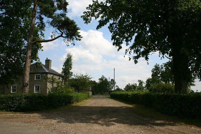 A rural road with a house on the left, surrounded by trees and bushes.