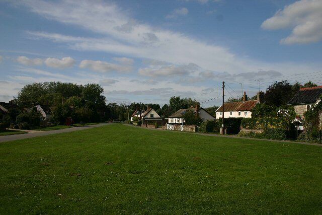 Tostock village green. Tostock, one-time winner of Suffolk's best-kept village competition.