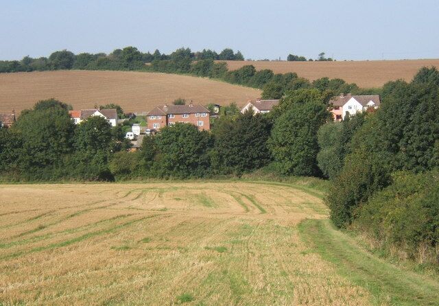 Valley scene near Hartest The houses are on the B1066 just south of the main village.