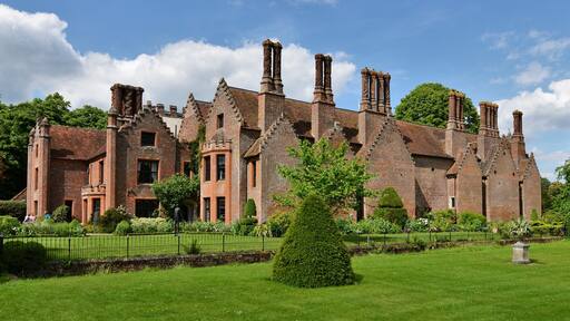 Chenies Manor House, a c15th and c16th brick building in Buckinghamshire.