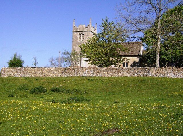 St. Nicholas, Slaughterford The church lay derelict for 200 years having been apparently badly damaged by Cromwell's troops on their way to Ireland. It was rebuilt in 1883 and thus has a Victorian flavour. The buttercup meadow makes a pleasant approach to the south door.