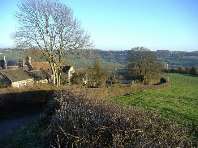 Downhill from Colerne Looking south east, towards the By Brook valley.