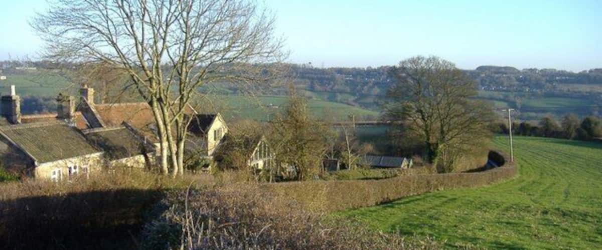 Downhill from Colerne Looking south east, towards the By Brook valley.
