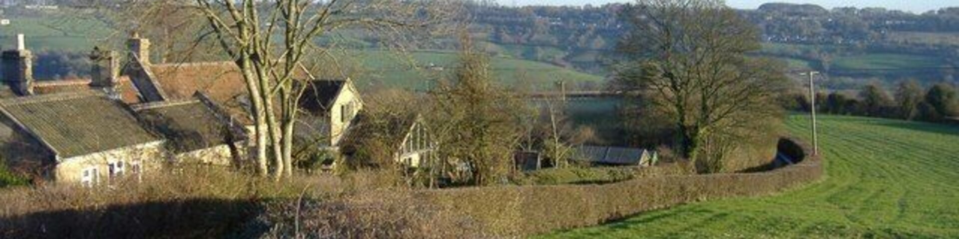 Downhill from Colerne Looking south east, towards the By Brook valley.